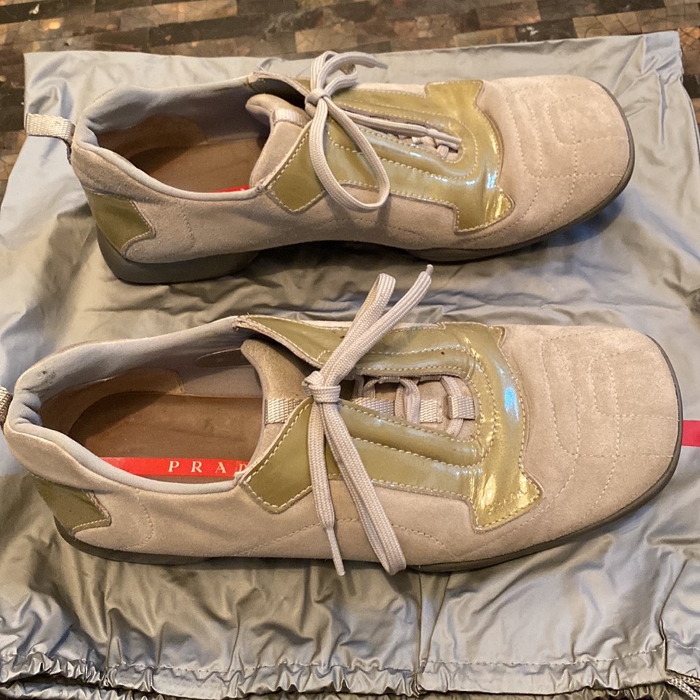 Prada Grey Suede Sneakers - Size 10 (US). - Picture 4 of 13